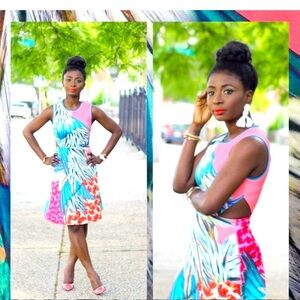 CLOVER CANYON tropical print party dress S